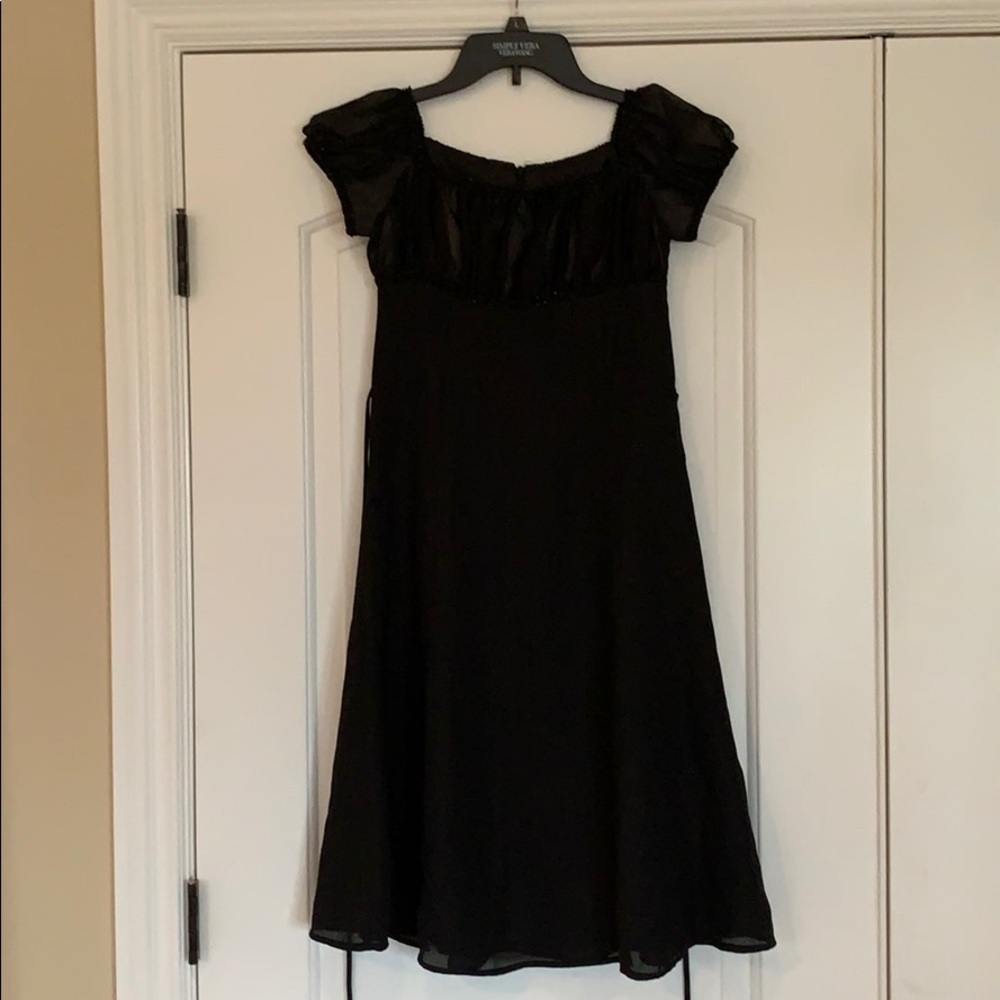 Girls black chiffon sequin detailing dress